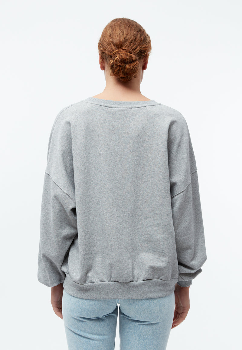Givn Berlin Sweater GBARIANA oversize aus Bio-Baumwolle mit Stickerei Sweater Grey Melange