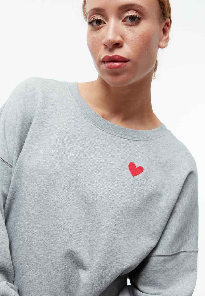 Givn Berlin Sweater GBARIANA oversize aus Bio-Baumwolle mit Stickerei Sweater Grey Melange