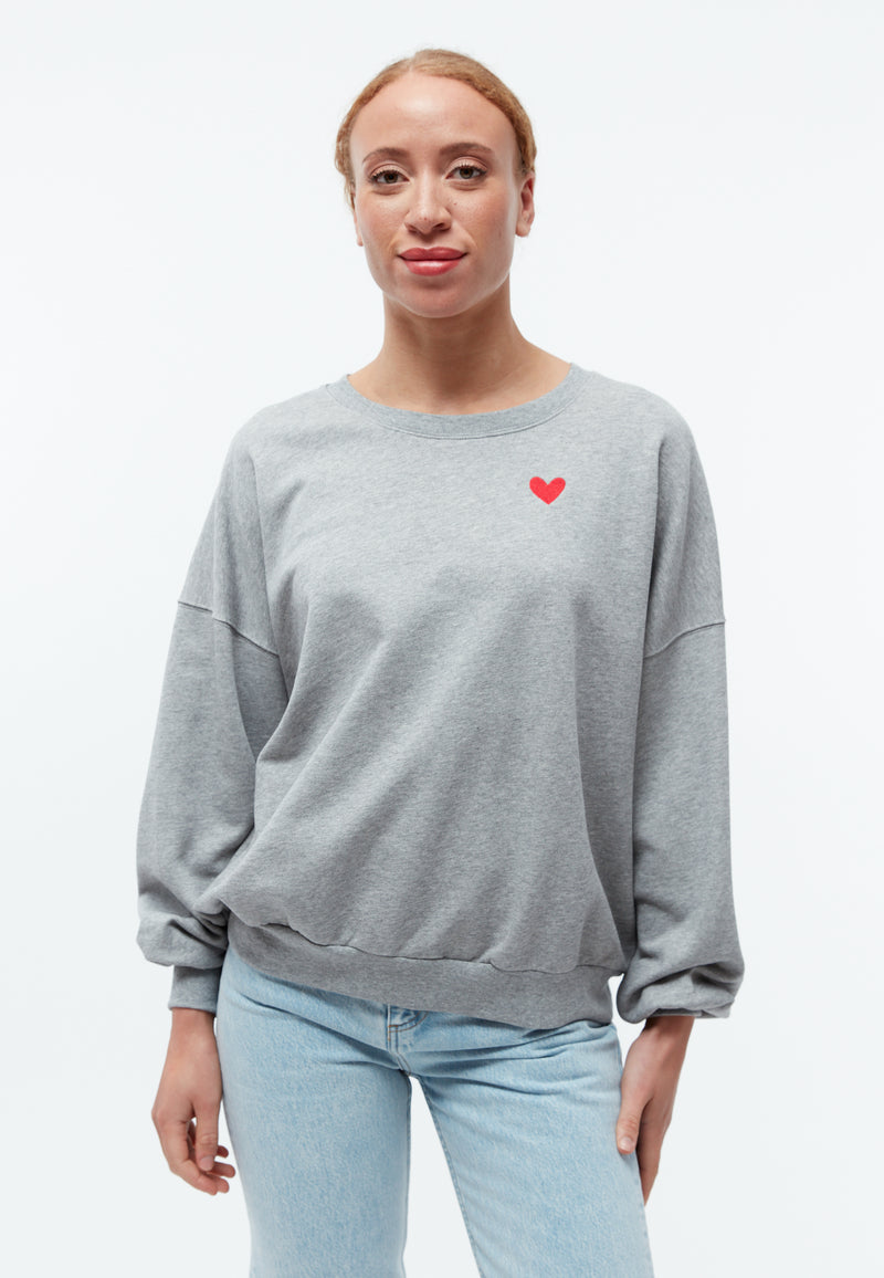 Givn Berlin Sweater GBARIANA oversize aus Bio-Baumwolle mit Stickerei Sweater Grey Melange