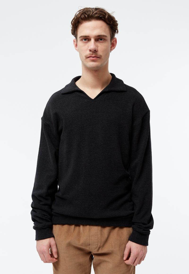 Givn Berlin Sweater GBBELA aus recycelter Baumwolle mit Kragen Sweater Dark Grey