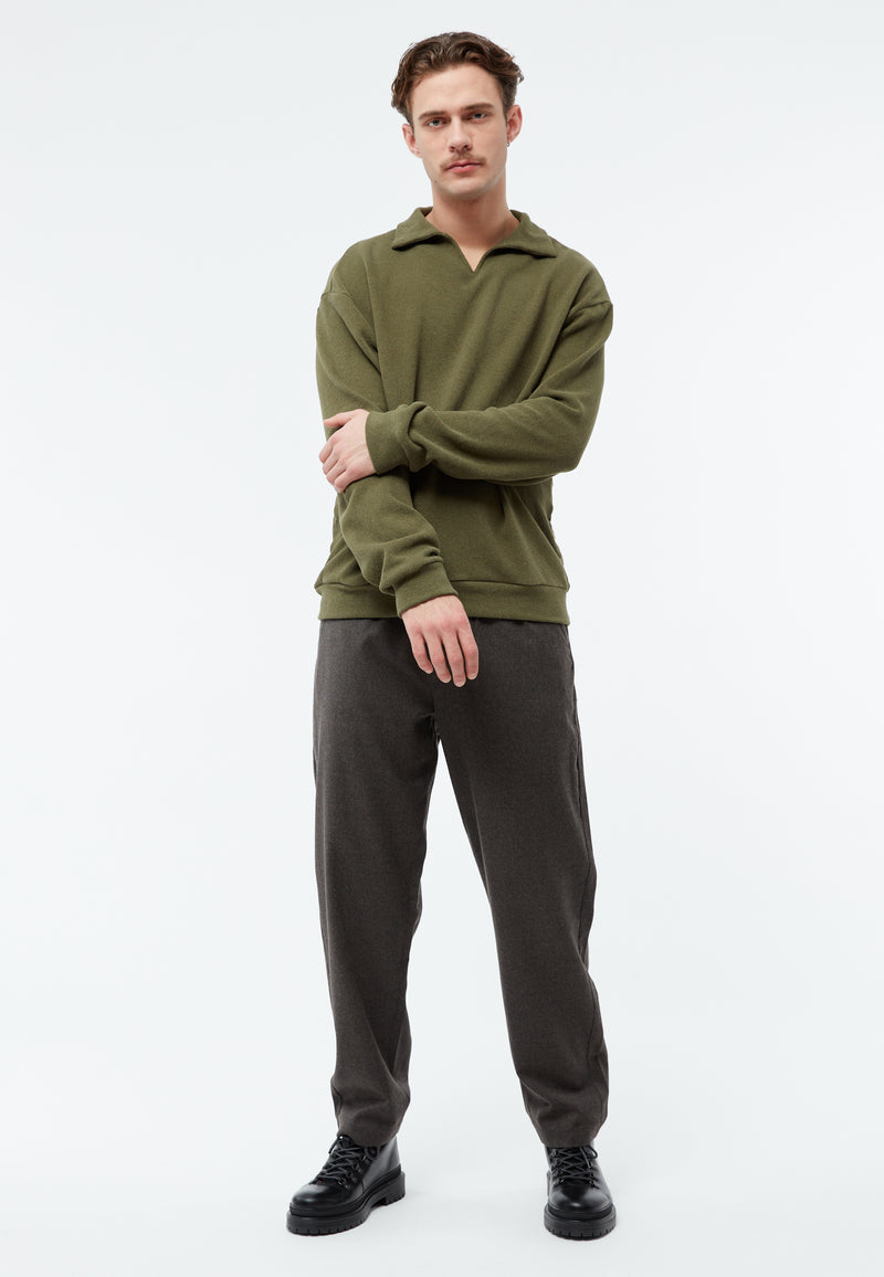 Givn Berlin Sweater GBBELA aus recycelter Baumwolle mit Kragen Sweater Khaki