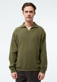 Givn Berlin Sweater GBBELA aus recycelter Baumwolle mit Kragen Sweater Khaki