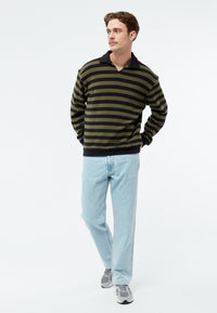 Givn Berlin Sweater GBBELA aus recycelter Baumwolle mit Kragen Sweater Dark Grey / Khaki (Stripes)
