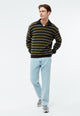 Givn Berlin Sweater GBBELA aus recycelter Baumwolle mit Kragen Sweater Dark Grey / Khaki (Stripes)