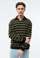 Givn Berlin Sweater GBBELA aus recycelter Baumwolle mit Kragen Sweater Dark Grey / Khaki (Stripes)