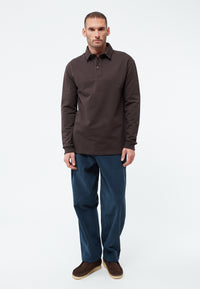 Givn Berlin Sweater GBHANNES aus Bio-Baumwolle mit Kragen und Knopfleiste Sweater Coffee Brown