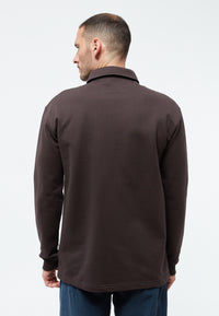 Givn Berlin Sweater GBHANNES aus Bio-Baumwolle mit Kragen und Knopfleiste Sweater Coffee Brown