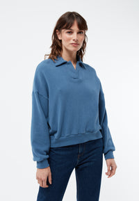 Givn Berlin Sweater GBRESA aus recycelter Baumwolle mit Kragen Sweater Distant Blue