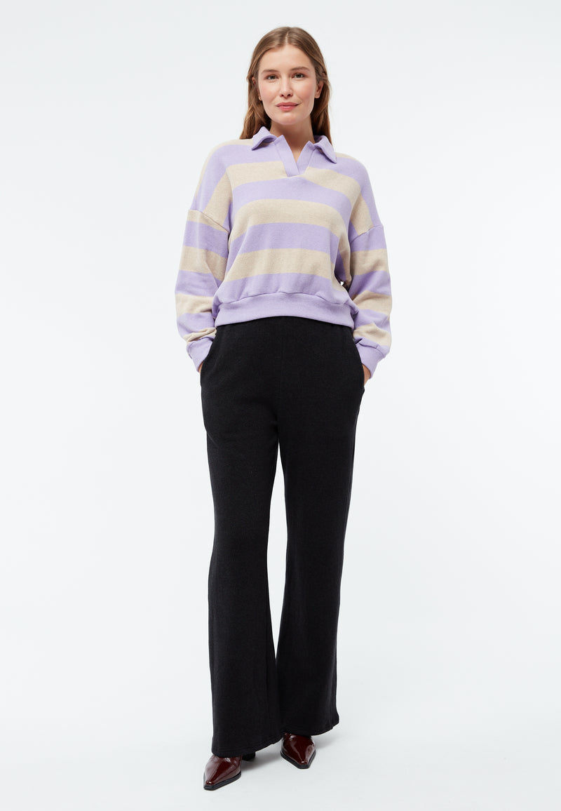 Givn Berlin Sweater GBRESA aus recycelter Baumwolle mit Kragen Sweater Light Beige / Light Amethyst (Stripes)