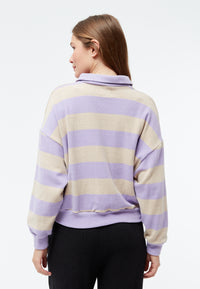 Givn Berlin Sweater GBRESA aus recycelter Baumwolle mit Kragen Sweater Light Beige / Light Amethyst (Stripes)