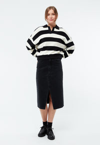Givn Berlin Sweater GBRESA aus recycelter Baumwolle mit Kragen Sweater Off White / Black (Stripes)