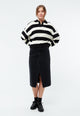 Givn Berlin Sweater GBRESA aus recycelter Baumwolle mit Kragen Sweater Off White / Black (Stripes)