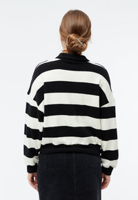 Givn Berlin Sweater GBRESA aus recycelter Baumwolle mit Kragen Sweater Off White / Black (Stripes)
