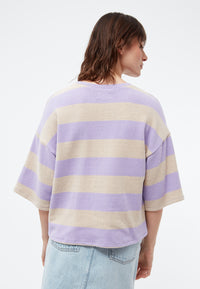 Givn Berlin Sweater GBSELMA aus recycelter Baumwolle Sweater Light Beige / Light Amethyst (Stripes)