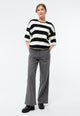 Givn Berlin Sweater GBSELMA aus recycelter Baumwolle Sweater Off White / Black (Stripes)
