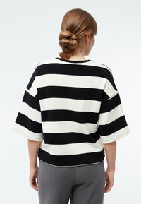 Givn Berlin Sweater GBSELMA aus recycelter Baumwolle Sweater Off White / Black (Stripes)