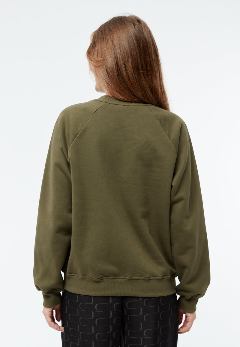 Givn Berlin Sweatshirt GBYARA aus weicher Bio-Baumwolle mit Stickerei Sweater Khaki