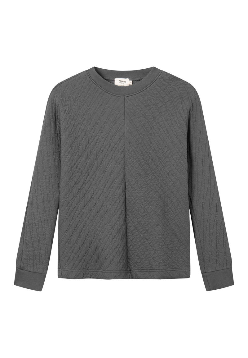 Givn Berlin Sweatshirt WILLOW aus Bio-Baumwolle Sweater Shadow Grey (Lines)