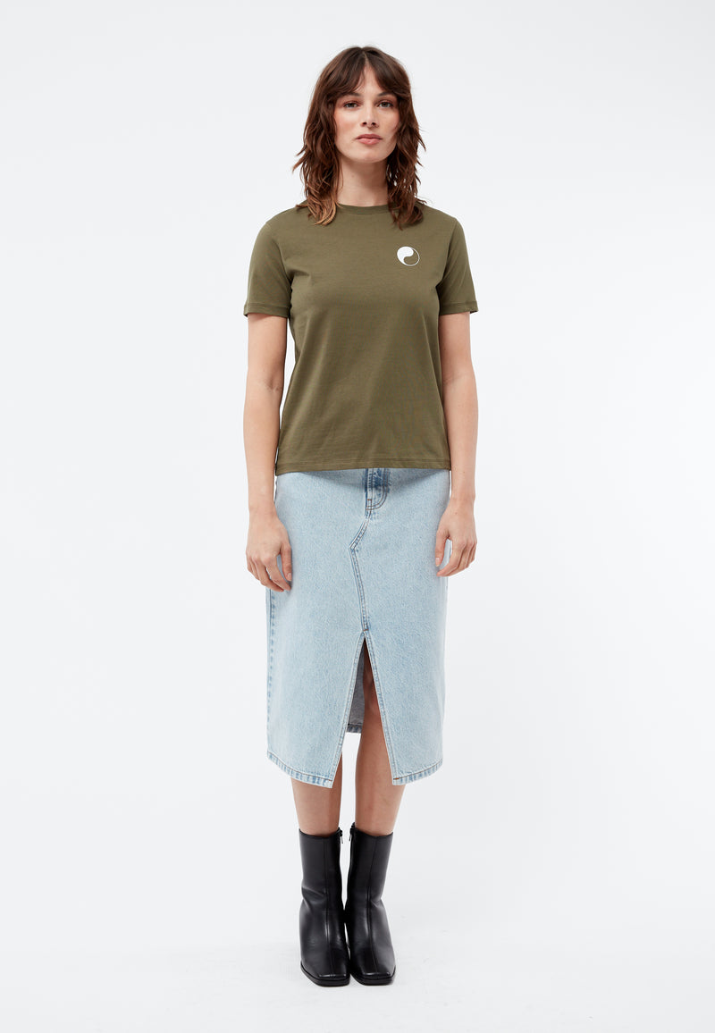 Givn Berlin T-Shirt GBFINE (YING YANG) aus Bio-Baumwoll Jersey mit Print T-Shirt Khaki