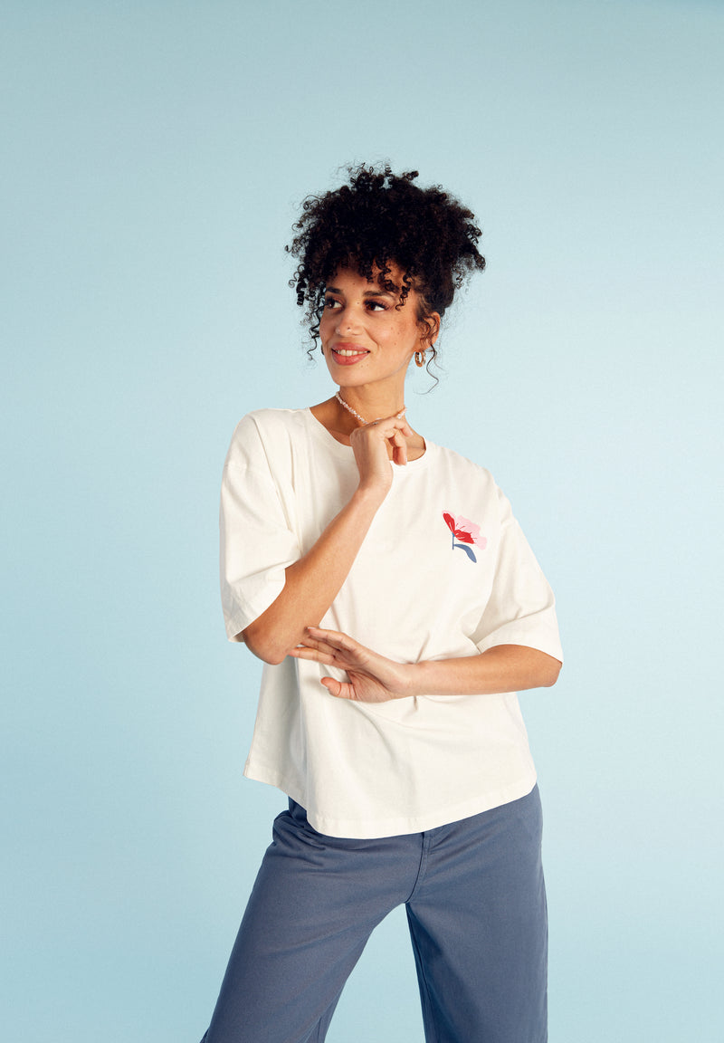 Givn Berlin T-Shirt GBJOLINA (Flower) loose Fit aus Bio-Baumwolle T-Shirt White