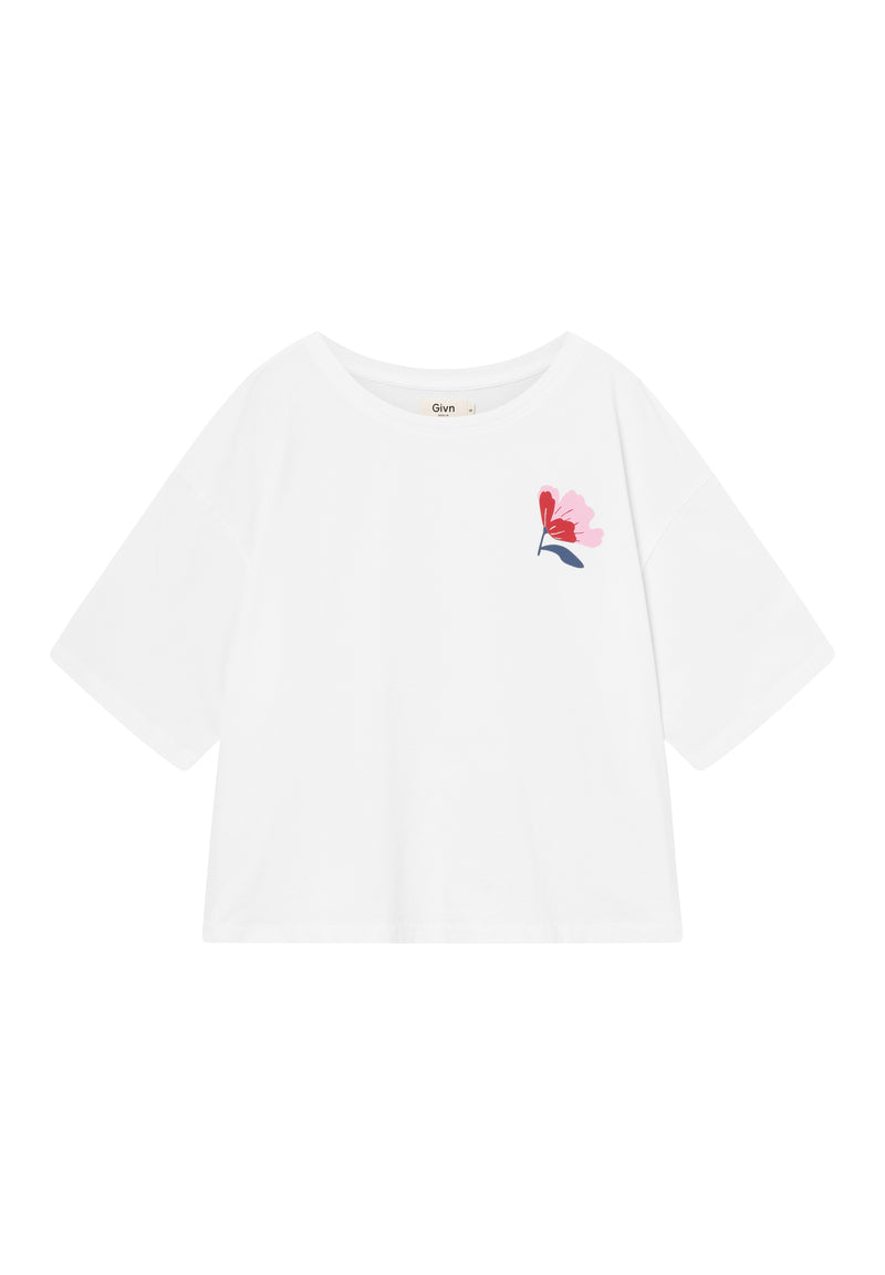 Givn Berlin T-Shirt GBJOLINA (Flower) loose Fit aus Bio-Baumwolle T-Shirt White
