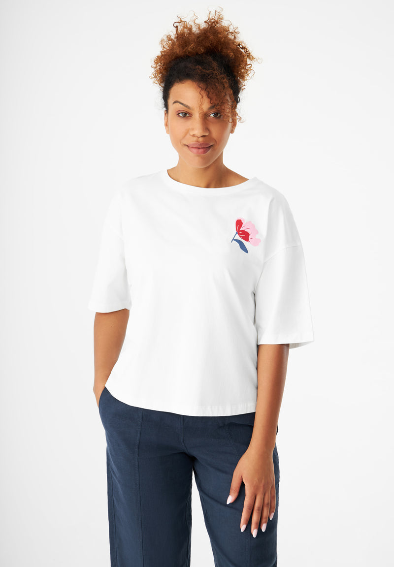 Givn Berlin T-Shirt GBJOLINA (Flower) loose Fit aus Bio-Baumwolle T-Shirt White