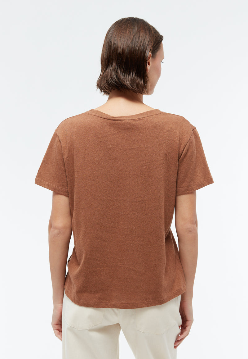 Givn Berlin T-Shirt GBJULIA aus Baumwoll-Leinen Mix T-Shirt Pecan Brown (Linen)