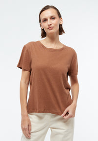 Givn Berlin T-Shirt GBJULIA aus Baumwoll-Leinen Mix T-Shirt Pecan Brown (Linen)