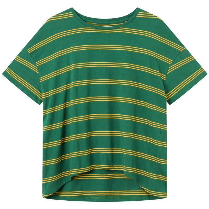 Givn Berlin T-Shirt TIANA aus Bio-Baumwolle T-Shirt Forest Green / Mango Orange (Stripes)