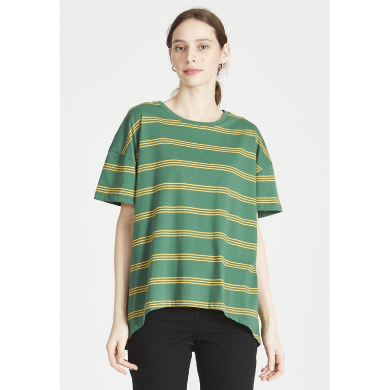 Givn Berlin T-Shirt TIANA aus Bio-Baumwolle T-Shirt Forest Green / Mango Orange (Stripes)