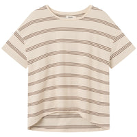 Givn Berlin T-Shirt TIANA aus Bio-Baumwolle T-Shirt Off White / Muddy Brown (Stripes)