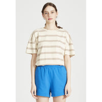 Givn Berlin T-Shirt TIANA aus Bio-Baumwolle T-Shirt Off White / Muddy Brown (Stripes)