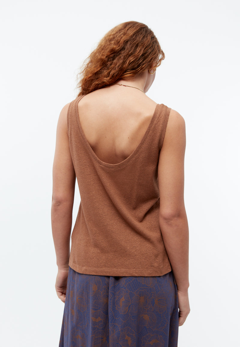 Givn Berlin Tank-Top GBMAISIE aus Baumwoll-Leinen Mix Top Pecan Brown (Linen)