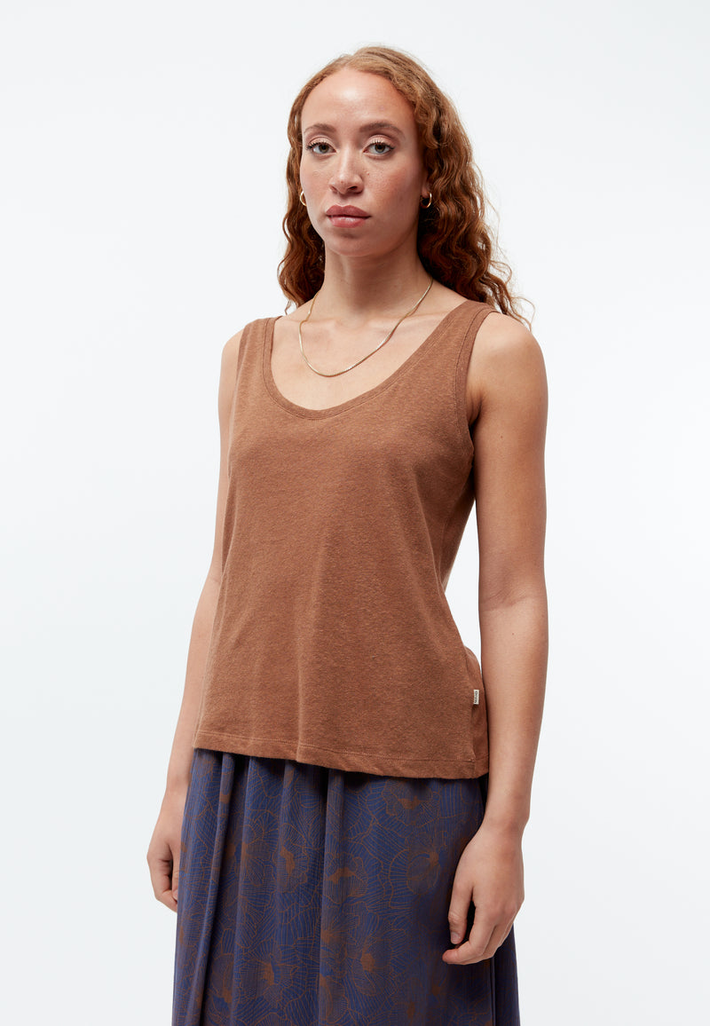 Givn Berlin Tank-Top GBMAISIE aus Baumwoll-Leinen Mix Top Pecan Brown (Linen)