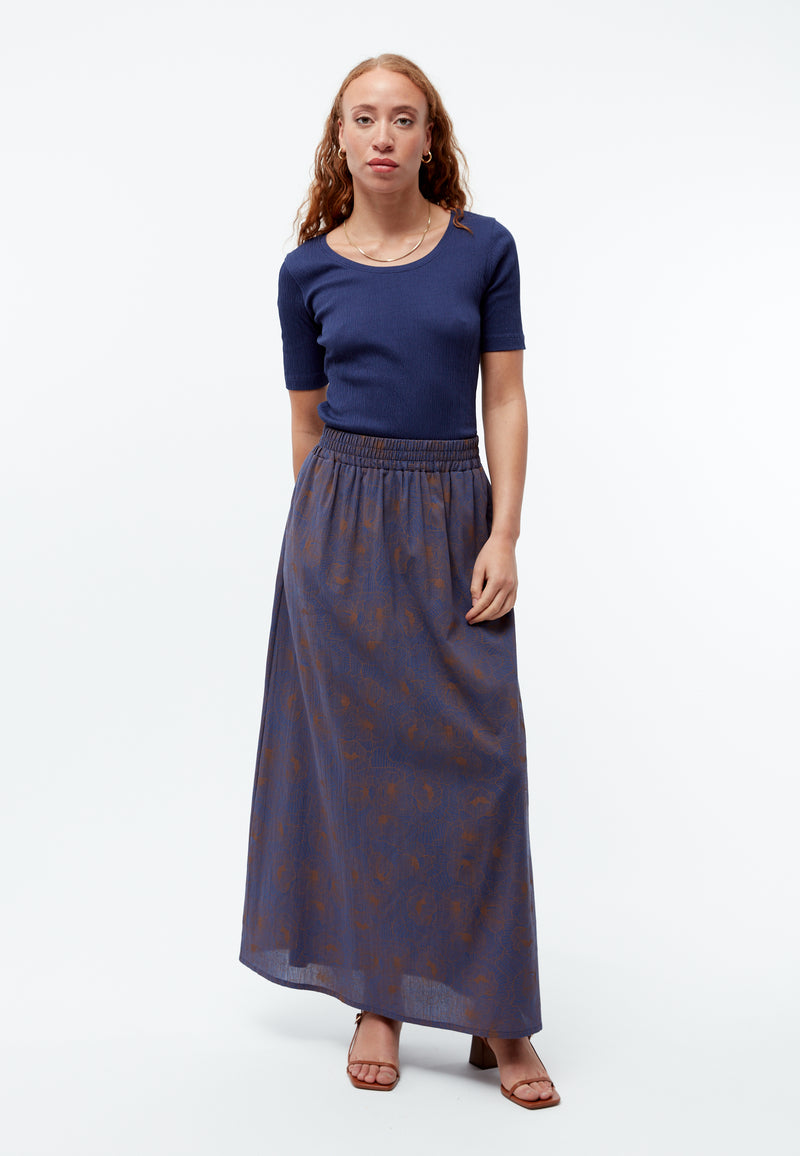 Givn Berlin Top GBANAIS aus gesmocktem Bio-Baumwoll Jersey T-Shirt Nightshade Blue (Rib)