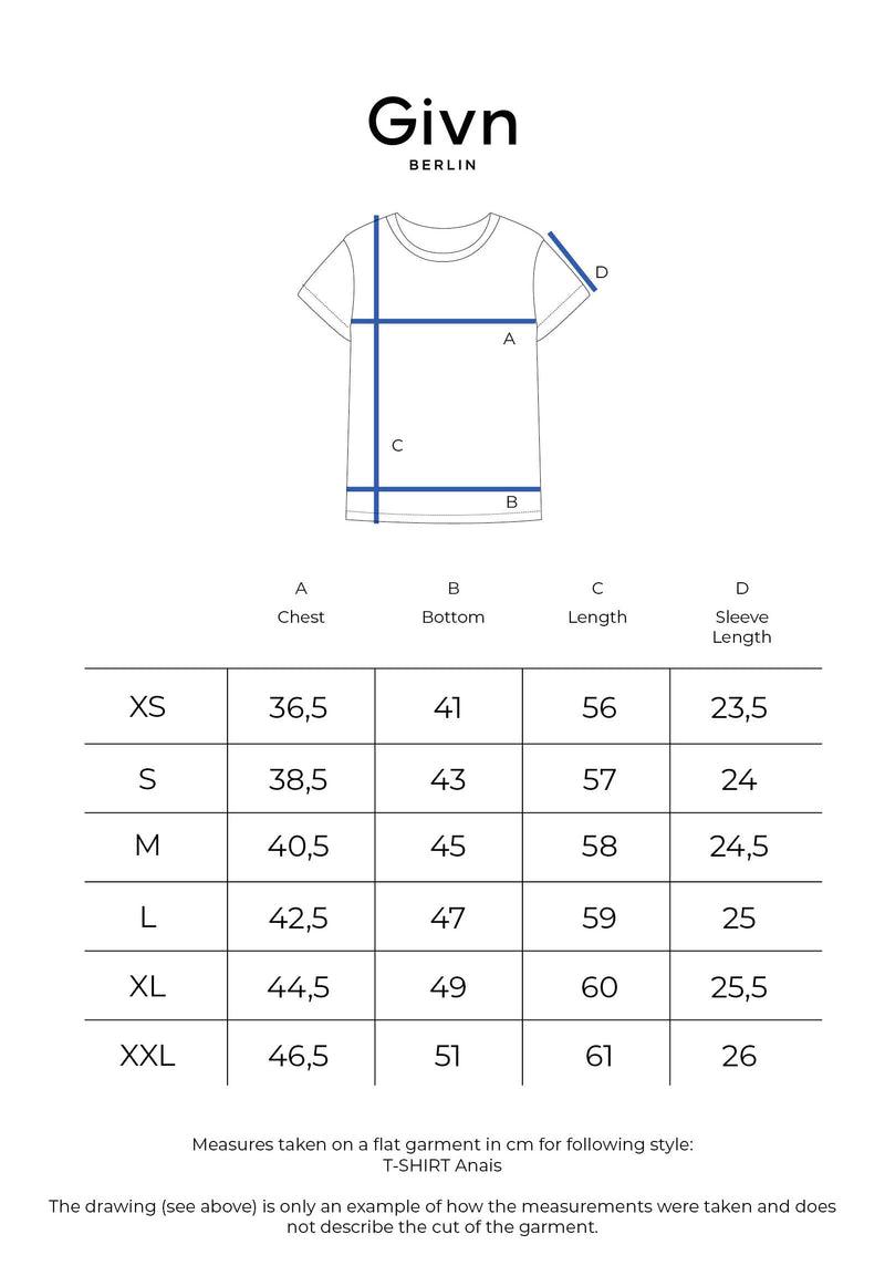 Givn Berlin Top GBANAIS aus gesmocktem Bio-Baumwoll Jersey T-Shirt Nightshade Blue (Rib)
