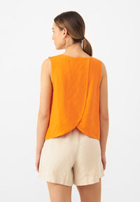 Givn Berlin Top GBDOROTHY aus Leinen mit asymmetrischer Rückenpartie Top Mandarine (Linen)