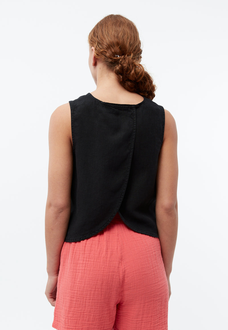 Givn Berlin Top GBDOROTHY aus Leinen mit asymmetrischer Rückenpartie Top Black (Linen)