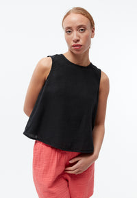 Givn Berlin Top GBDOROTHY aus Leinen mit asymmetrischer Rückenpartie Top Black (Linen)