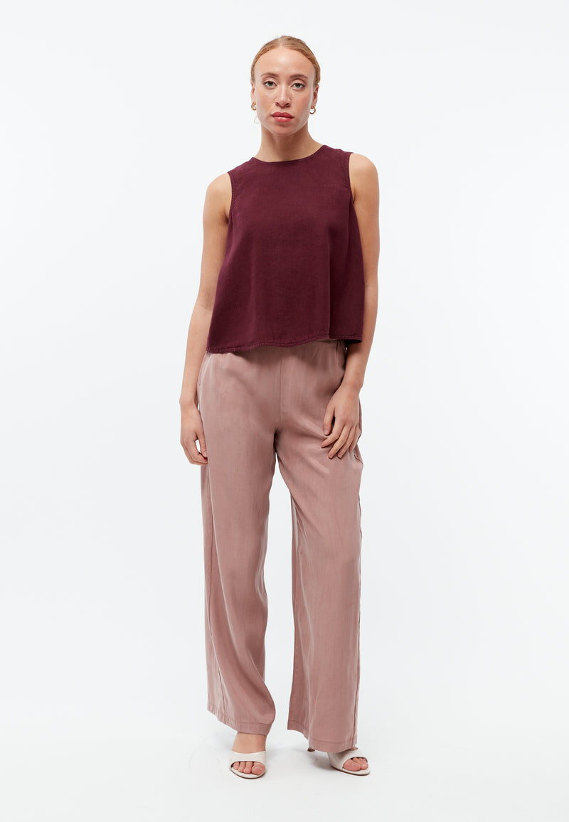 Givn Berlin Top GBDOROTHY aus Leinen mit asymmetrischer Rückenpartie Top Burgundy (Linen)
