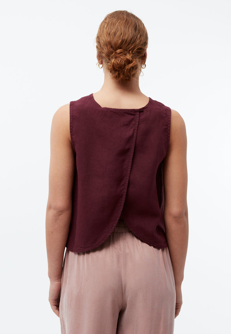 Givn Berlin Top GBDOROTHY aus Leinen mit asymmetrischer Rückenpartie Top Burgundy (Linen)