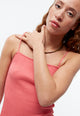 Givn Berlin Top GBJEANETTE aus gesmocktem Bio-Baumwoll Jersey mit Spaghettiträgern Top Sunset Coral (Rib)