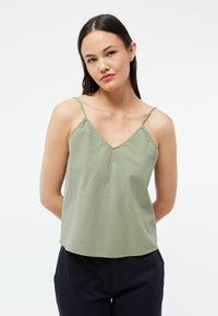 Givn Berlin Top mit Spaghettiträgern GBCOVE aus Bio-Baumwoll Seersucker Top Faded Olive (Structure)