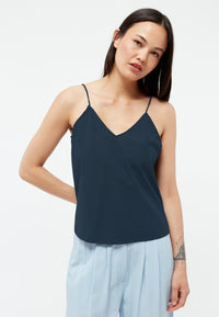 Givn Berlin Top mit Spaghettiträgern GBCOVE aus Bio-Baumwoll Seersucker Top Midnight Blue (Structure)