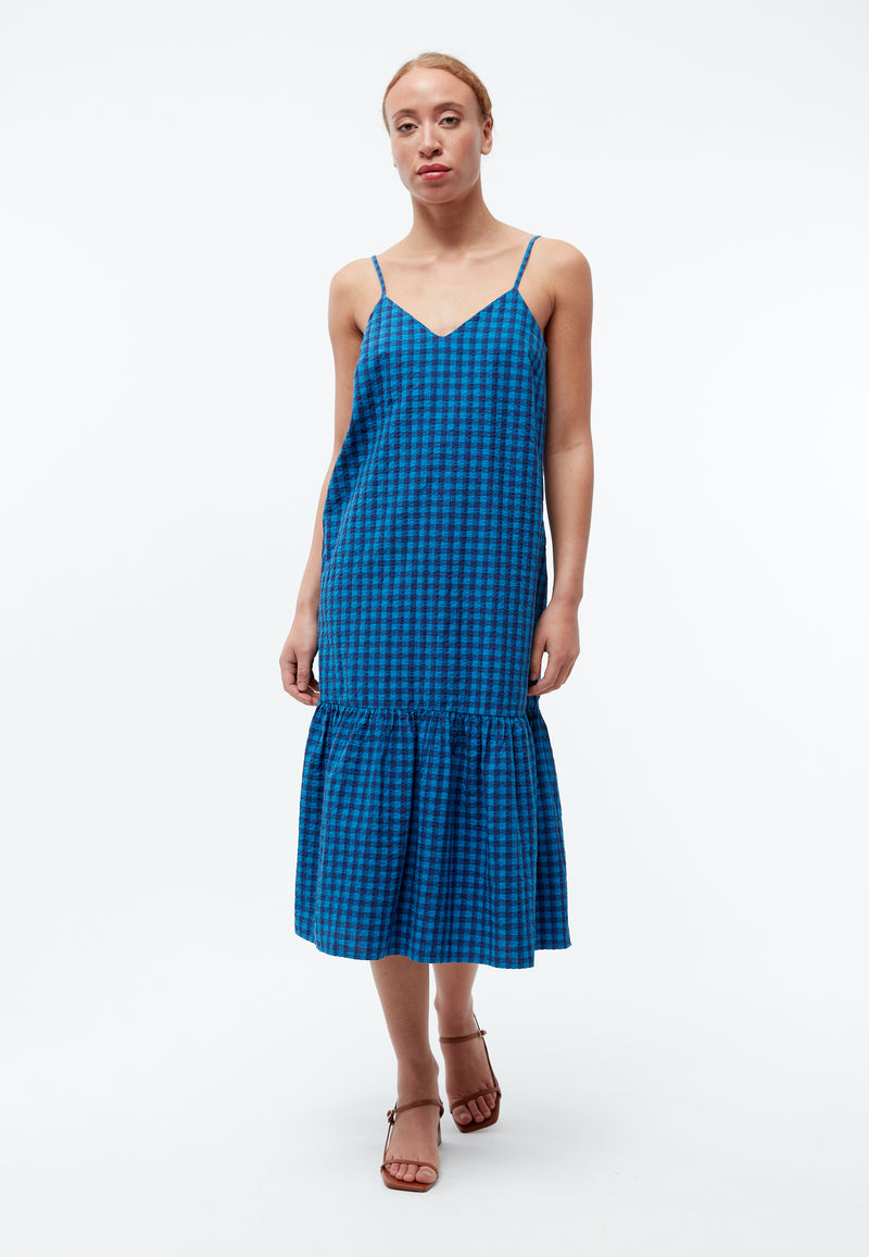 Givn Berlin Trägerkleid GBBRITNEY aus Bio-Baumwoll Seersucker Dress Gentle Blue / Nightshade Blue (Structure)