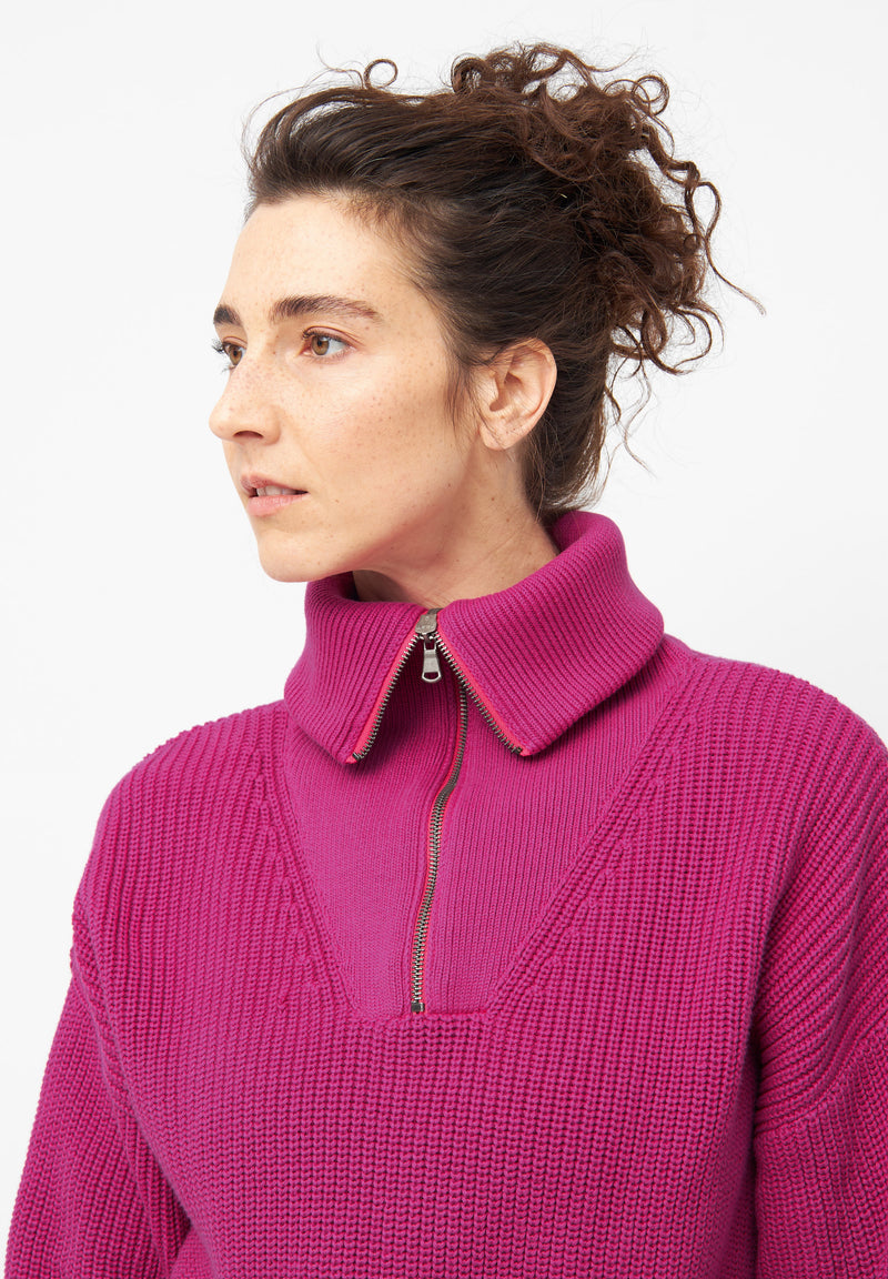 Givn Berlin Troyer-Strickpullover LUZ aus Bio-Baumwolle Sweater Berry Pink