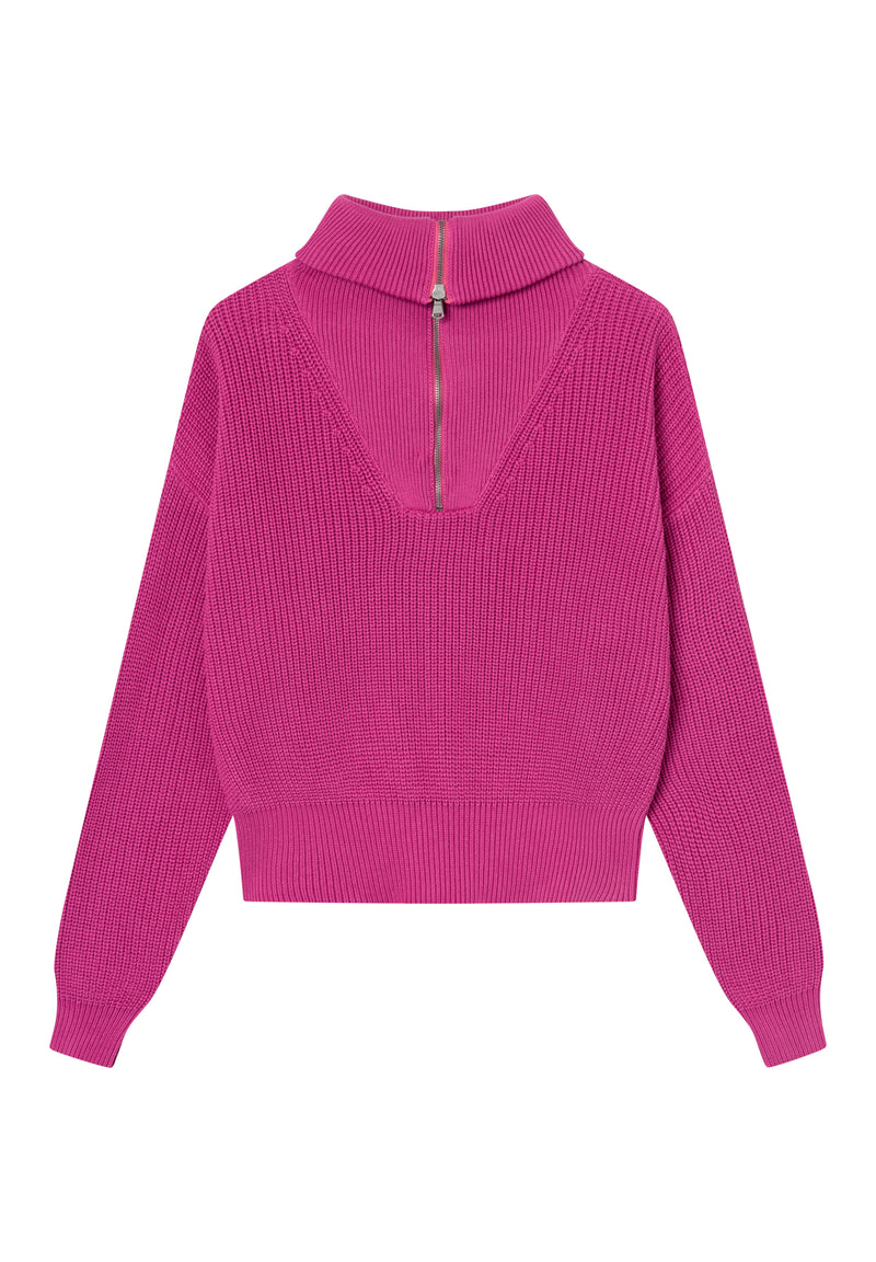 Givn Berlin Troyer-Strickpullover LUZ aus Bio-Baumwolle Sweater Berry Pink