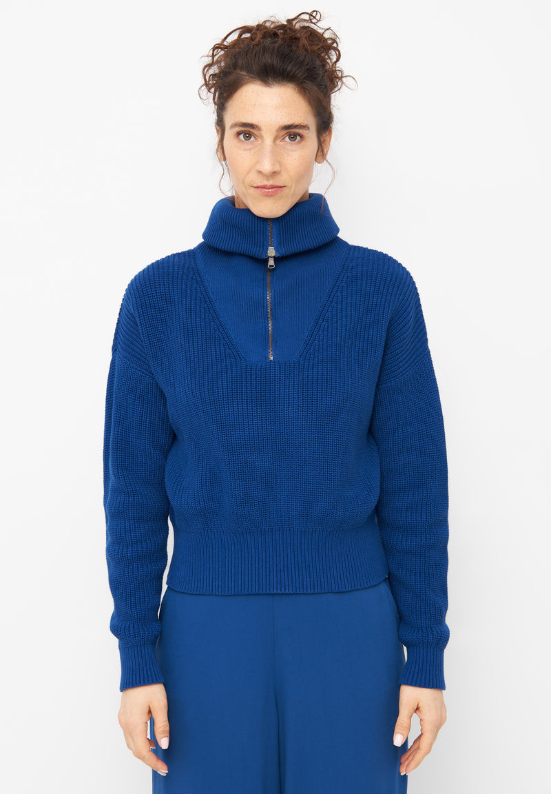 Givn Berlin Troyer-Strickpullover LUZ aus Bio-Baumwolle Sweater Deep Blue