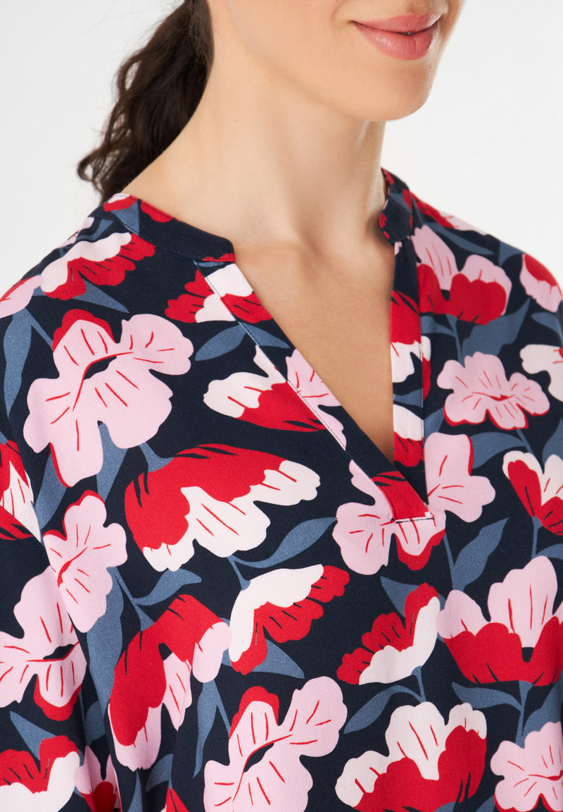 Givn Berlin Tunikabluse GBHARRIETTE relaxed Fit aus LENZING™ ECOVERO™ Blouse Red / Pink (Flowers)