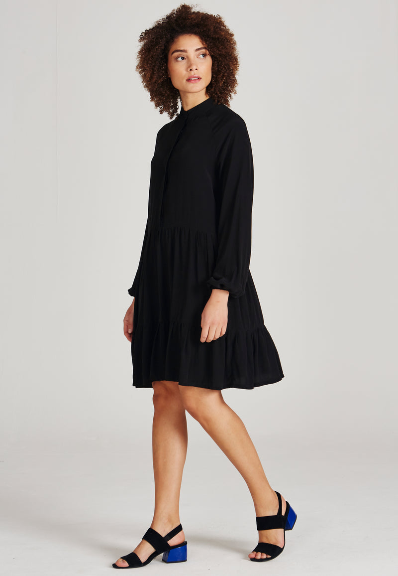 Givn Berlin Volantkleid LENDRA aus LENZING™ ECOVERO™ Dress Black